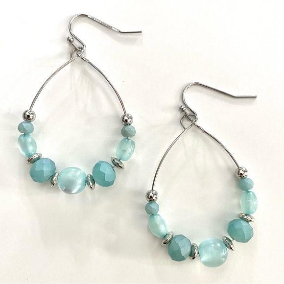 Macy's Jewelry - Silver & Ice Blue Beaded Teardrop Earrings